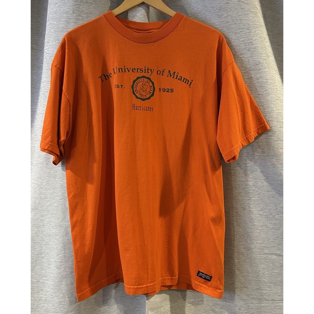 Vintage Men's Sz XL University of Miami Football Short Sleeve T-Shirt Orange USA